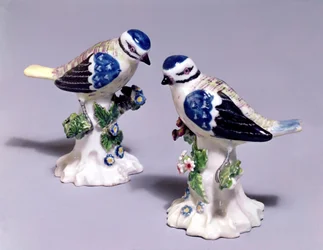Figurines de mésanges bleues, Derby, vers 1760